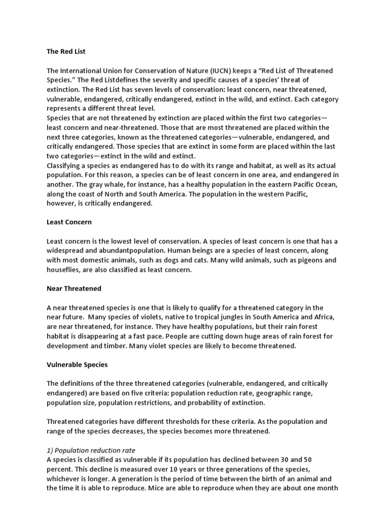 Understanding the IUCN Red List Categories | PDF | Endangered Species ...