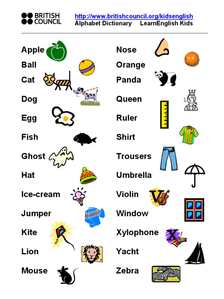 Kids Print Alphabet Dictionary