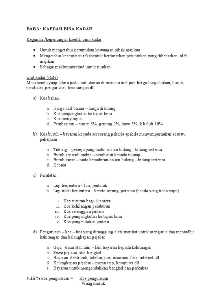 Bab 3 Kaedah Bina Kadar Pdf