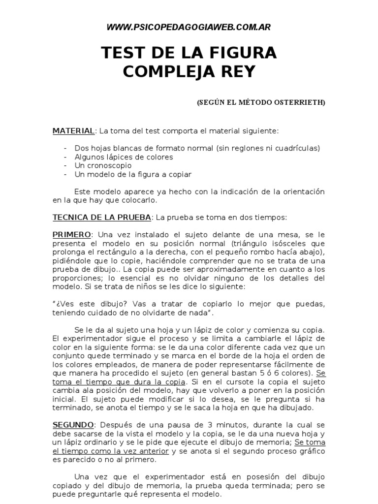 Test de Figura Compleja Rey | PDF | Métodos y materiales de enseñanza