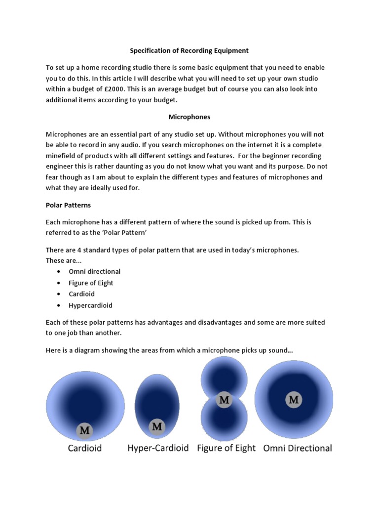 Microphone Specifications for Home Studios | PDF | Microphone | Sound ...