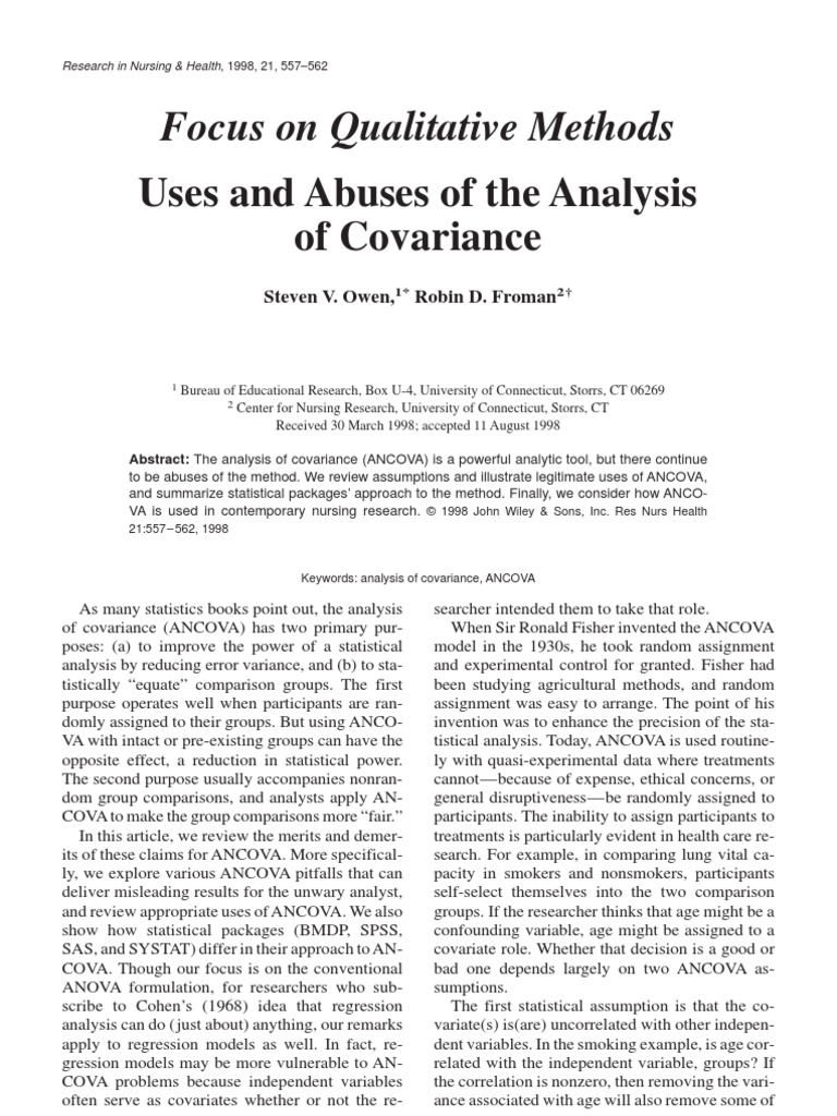 Analysis of Covariance II | PDF | Analysis Of Covariance | Dependent ...