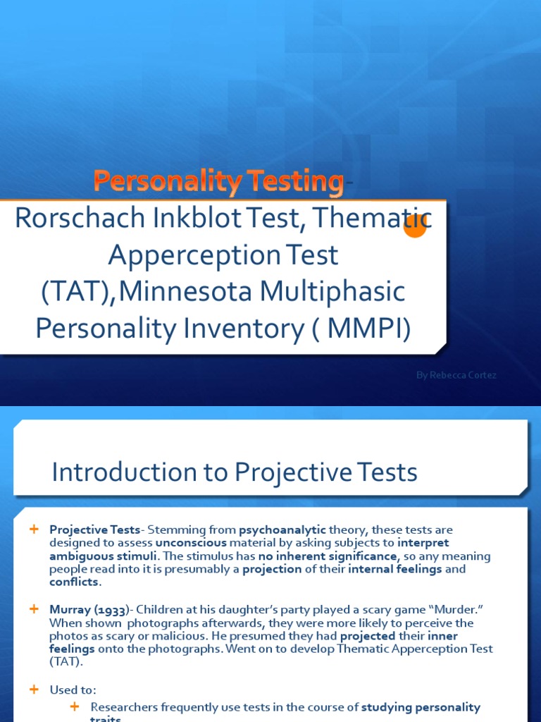 Tat Rorscach Mmpi Mental Health Psychiatry Related Fields