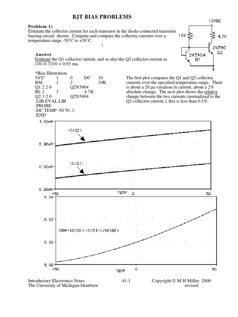BJT Bias Prob Answers PDF PDF Bipolar Junction Transistor Transistor