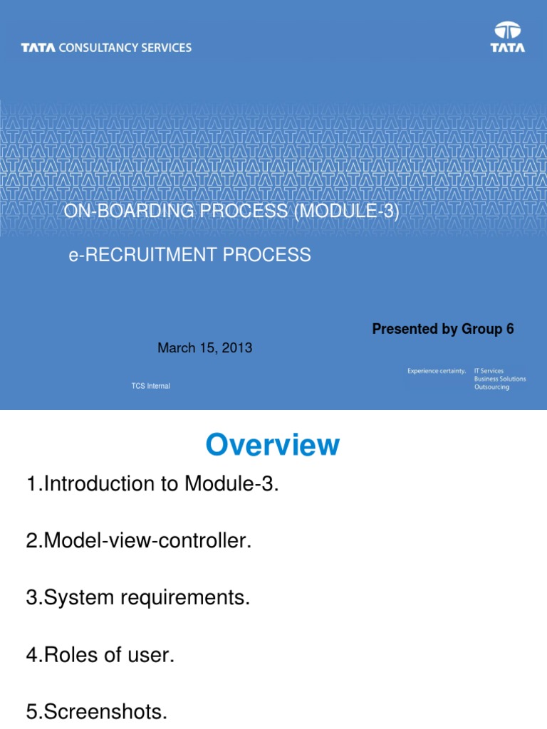 TCS Onboarding Process Overview | PDF