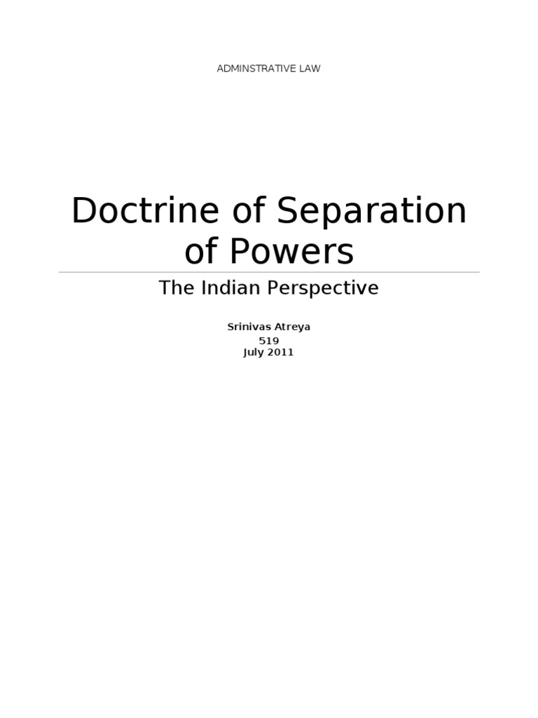 Doctrine of Separation of Powers - Indian Perspective | PDF | United ...