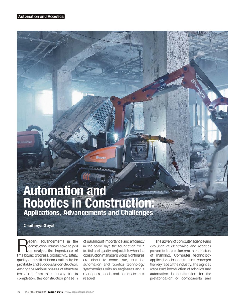 Automation in Construction Robotics | PDF | Automation | Robotics