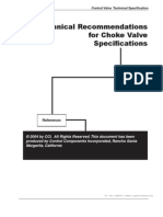 Technical Recommendations For Choke Valve Specifications: Reference