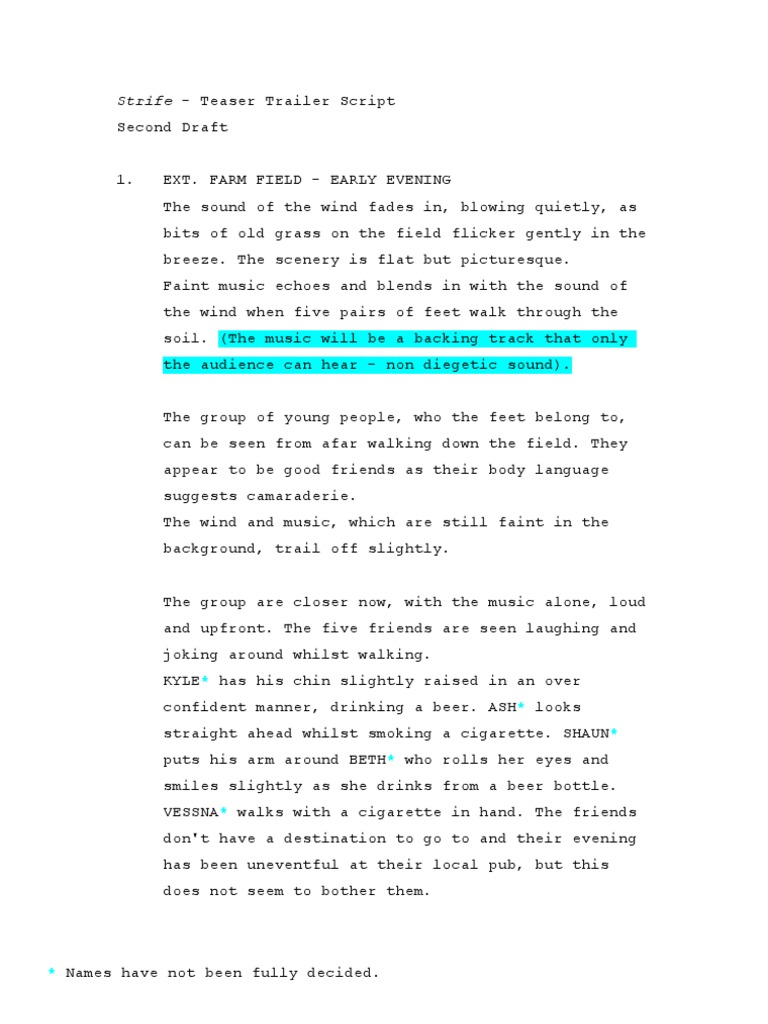 'Strife' - Second Draft of Script | PDF