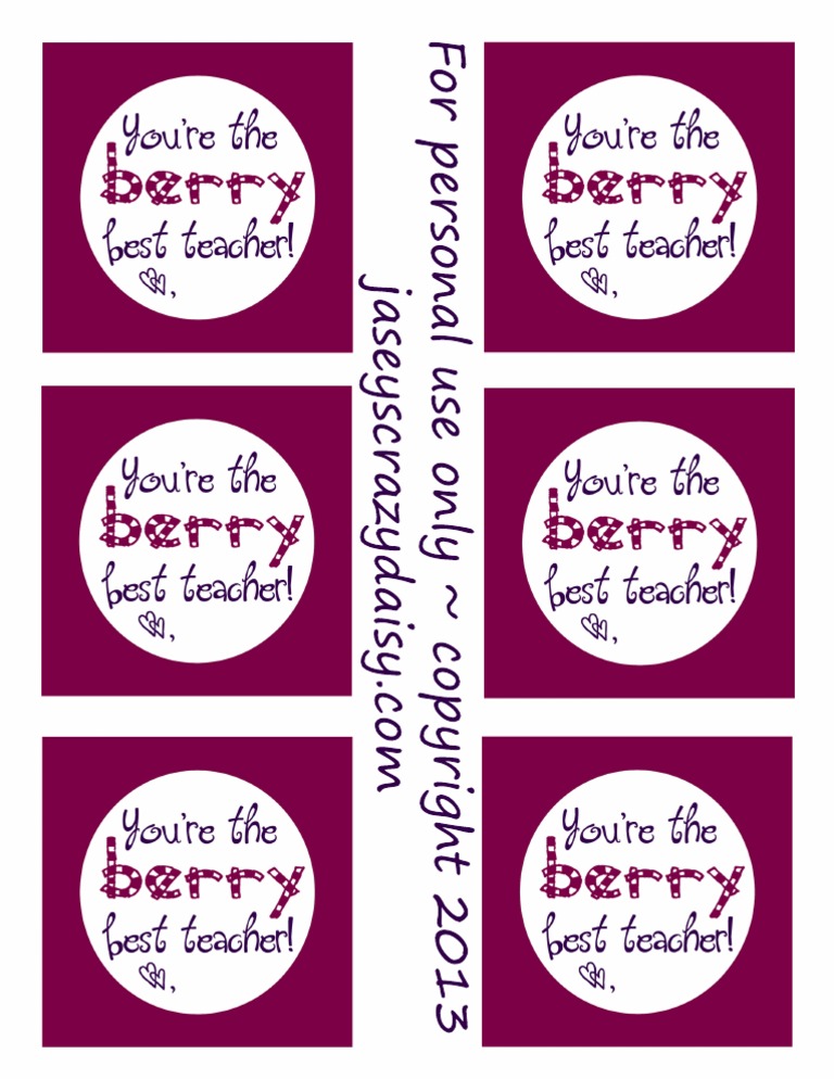 Berry Best Teacher Printable | PDF