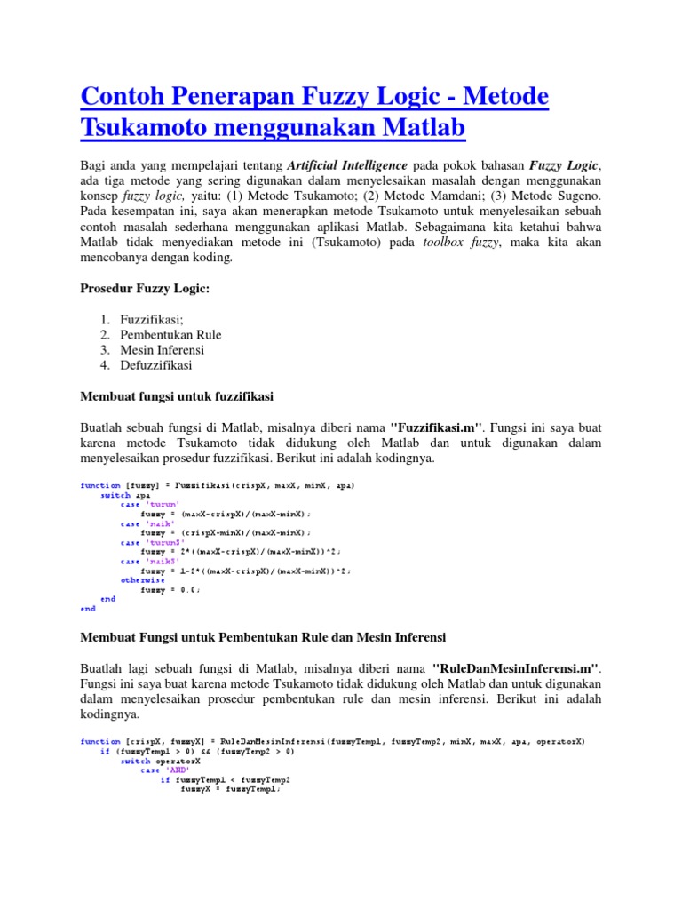 Contoh Metode Tsukamoto Fuzzy Logic | PDF