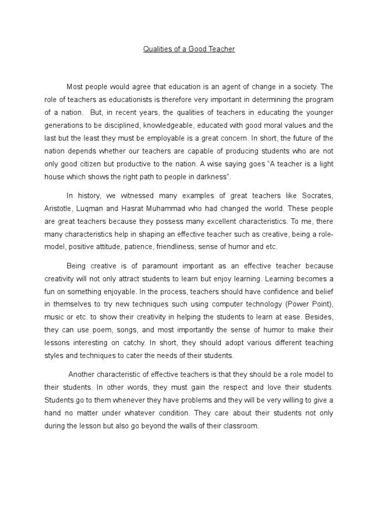 Qualities of A Good Teacher | PDF | Teachers | Classroom