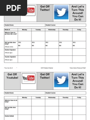 OCR Weekly Planner Template