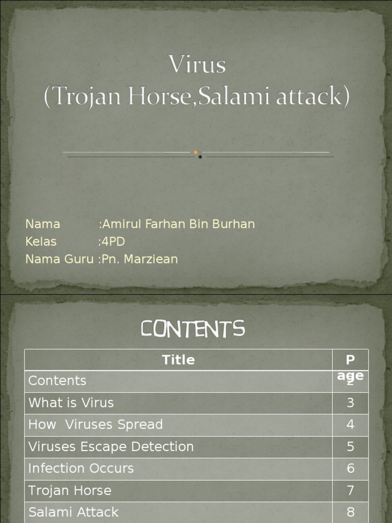 Virus (Trojan Horse, Salami Attack) PDF Computer Virus