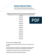 CALENDÁRIO DAS REUNIÕES MENSAIS DO SIND. II de 2013