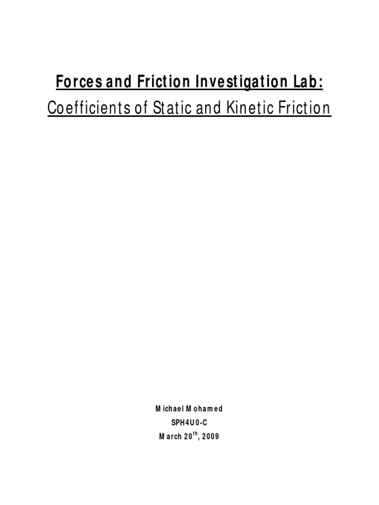 Forces and Friction Investigation Lab | PDF | Friction | Force