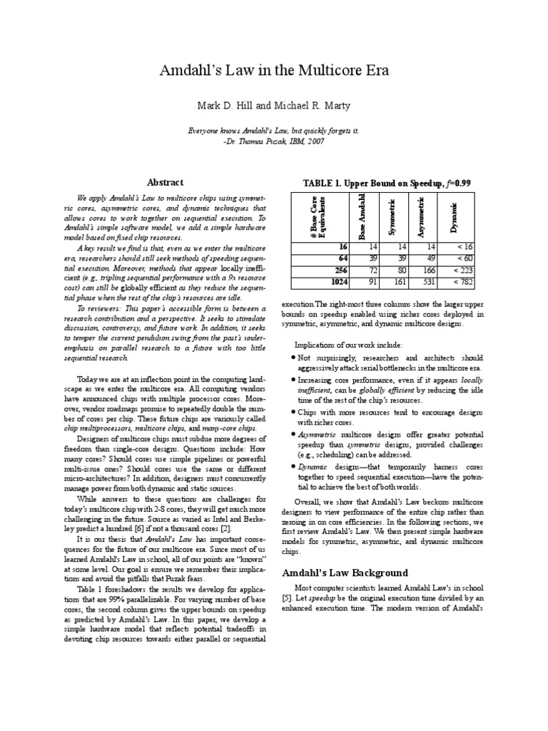 Amdahl's Law in Multicore Design | PDF | Multi Core Processor ...