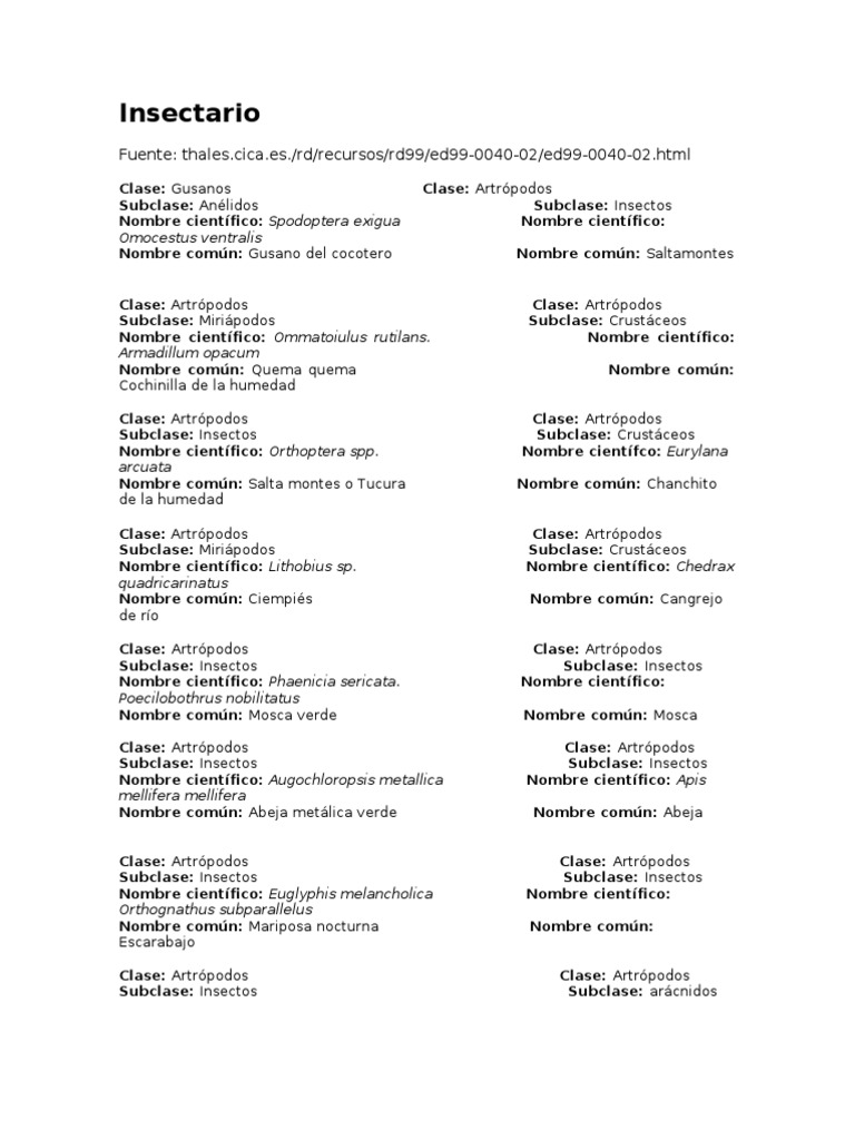 Insectario 2 | PDF | Insectos | Protostomas