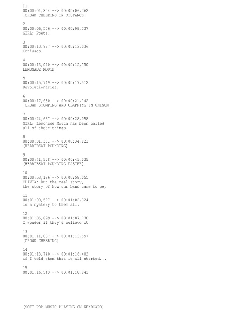 Lemonade Mouth Subtitle PDF Leisure Entertainment (General)