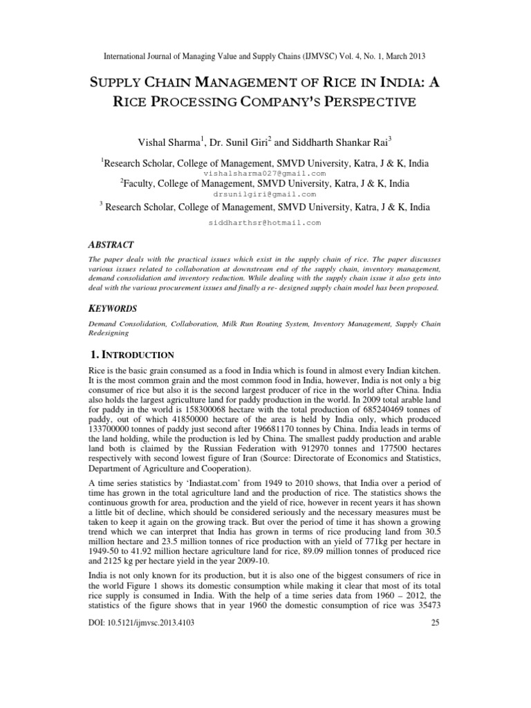 Rice Supply Chain Management in India | PDF | Supply Chain | Supply ...