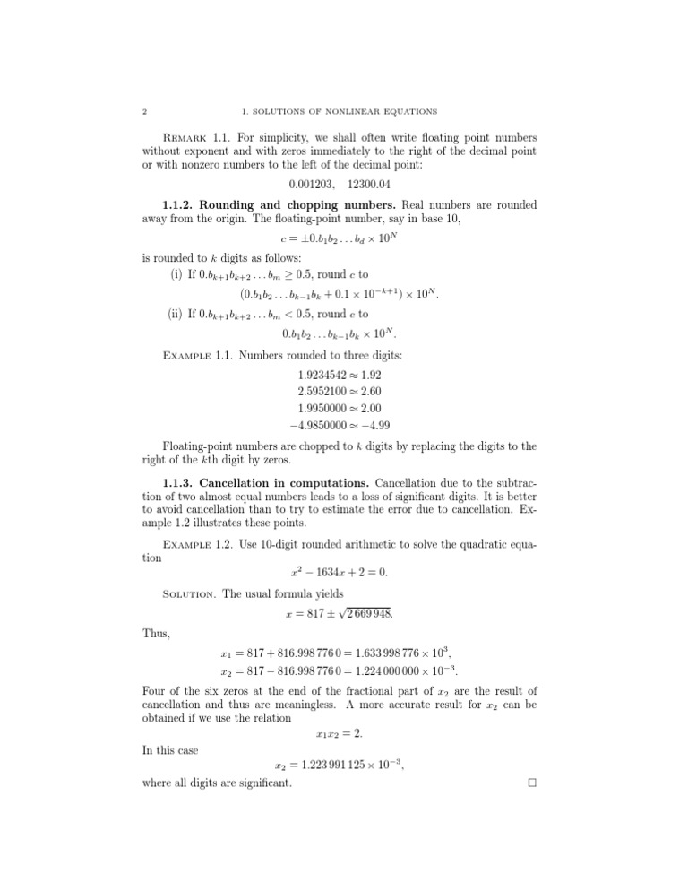 2 1. Solutions of Nonlinear Equations | PDF | Teaching Methods ...