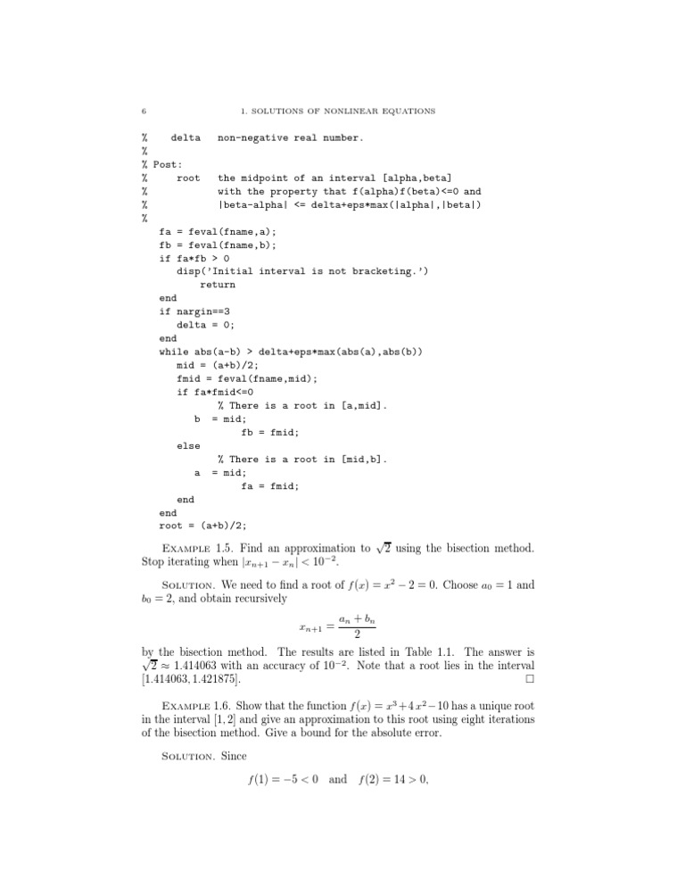 6 1. Solutions of Nonlinear Equations | PDF | Teaching Methods & Materials