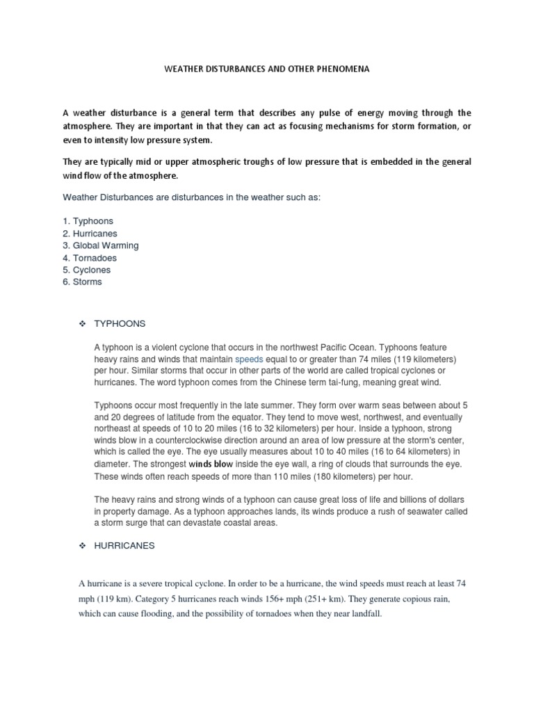 Understanding Weather Disturbances | PDF | Eye (Cyclone) | Tropical ...