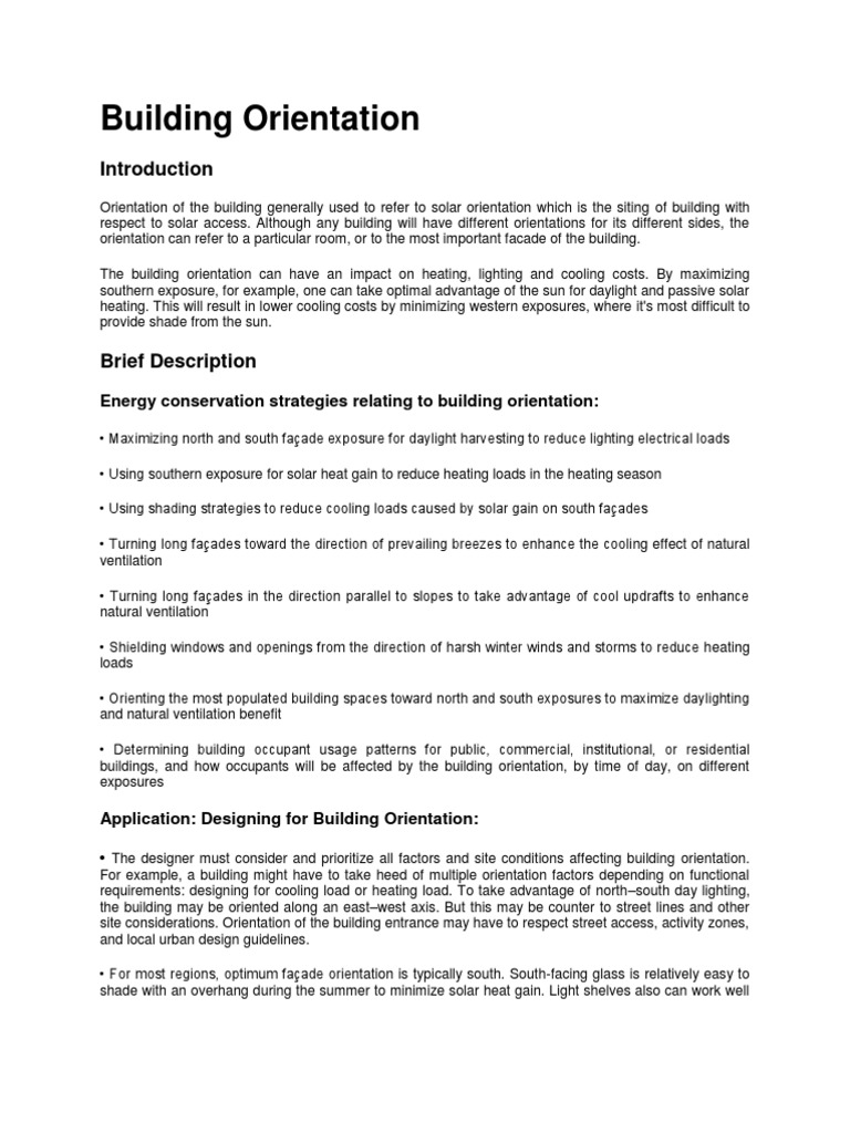 Building Orientation | PDF | Humidity | Ventilation (Architecture)