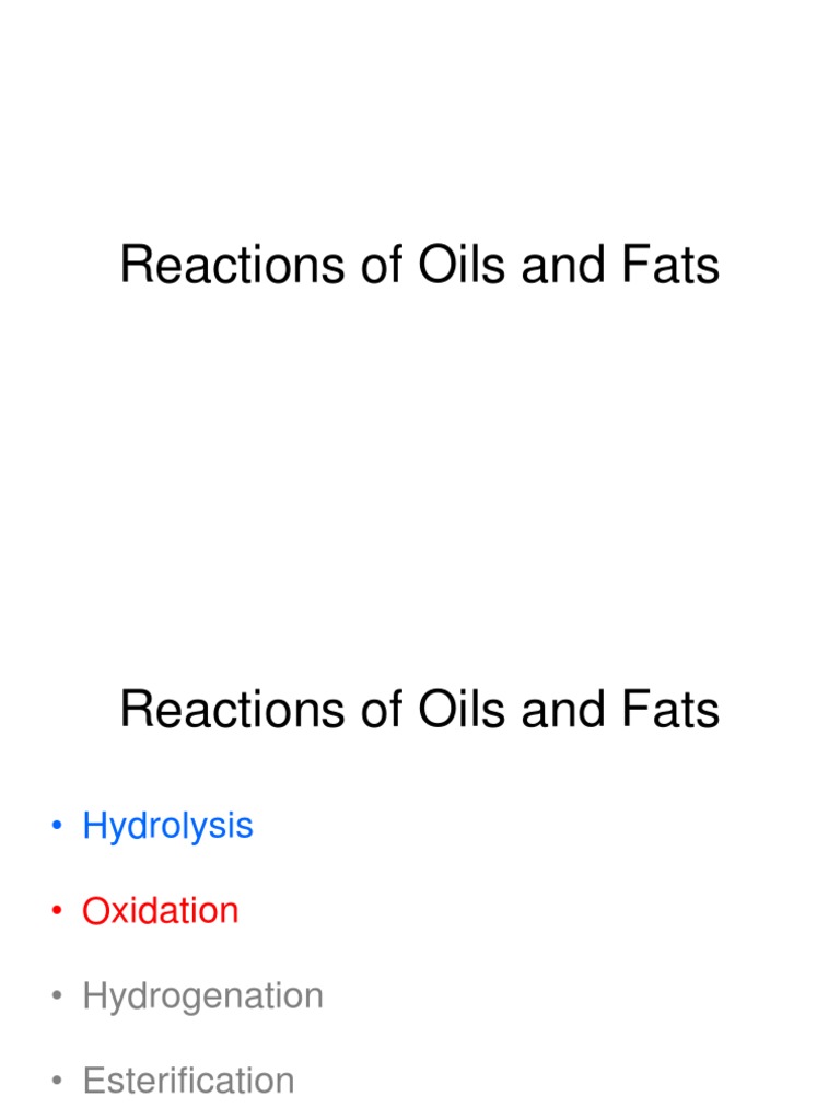 Reactions of Oils and Fats PDF Radical (Chemistry) Hydrogen