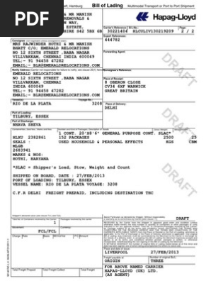 Bill of Lading Copy