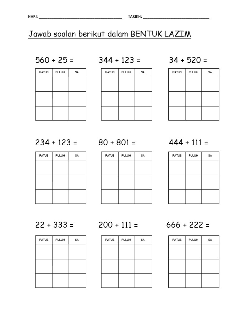 Latihan Matematik Tahun 6 Pdf  soalan ujian Bahasa Melayu prasekolah