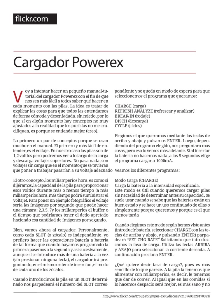 Manual Cargador Powerex.pdf Batería (Electricidad) Electricidad