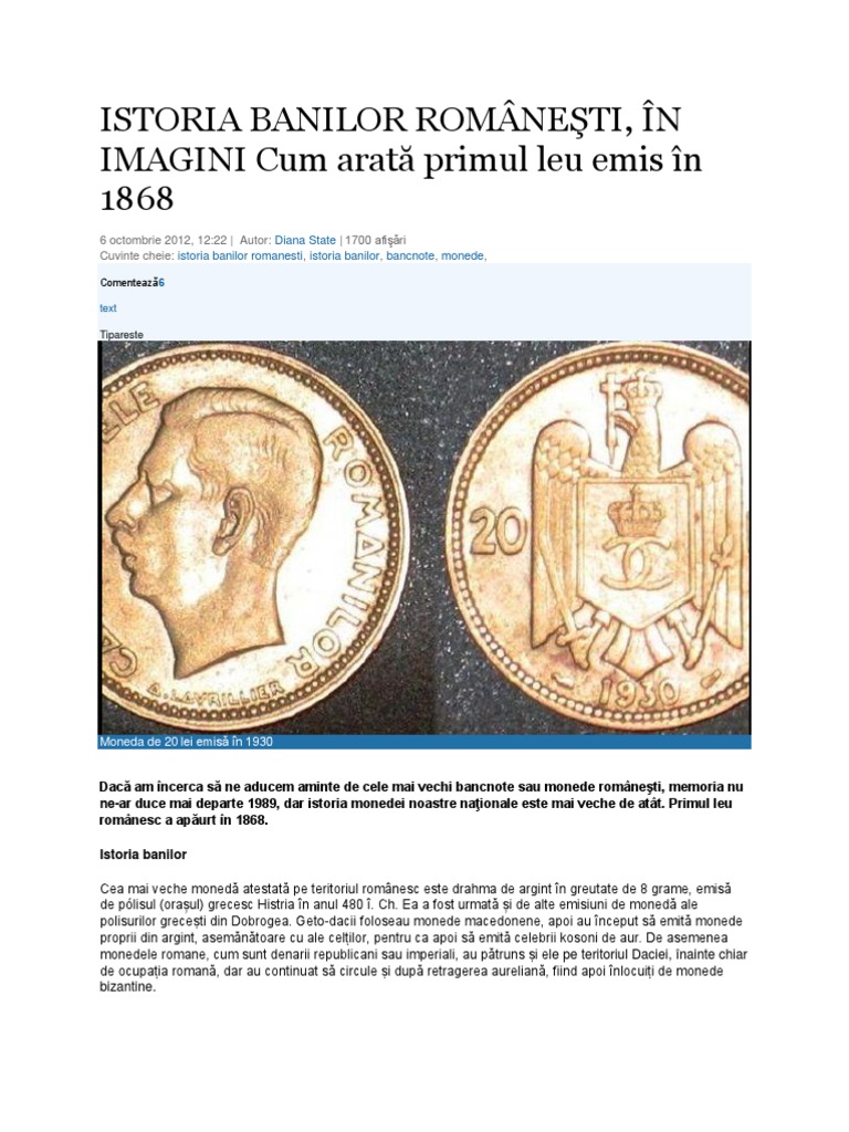 Istoria Banilor Romanesti