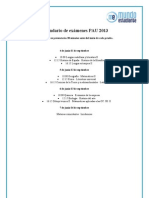 Calendario de Exámenes PAU 2013