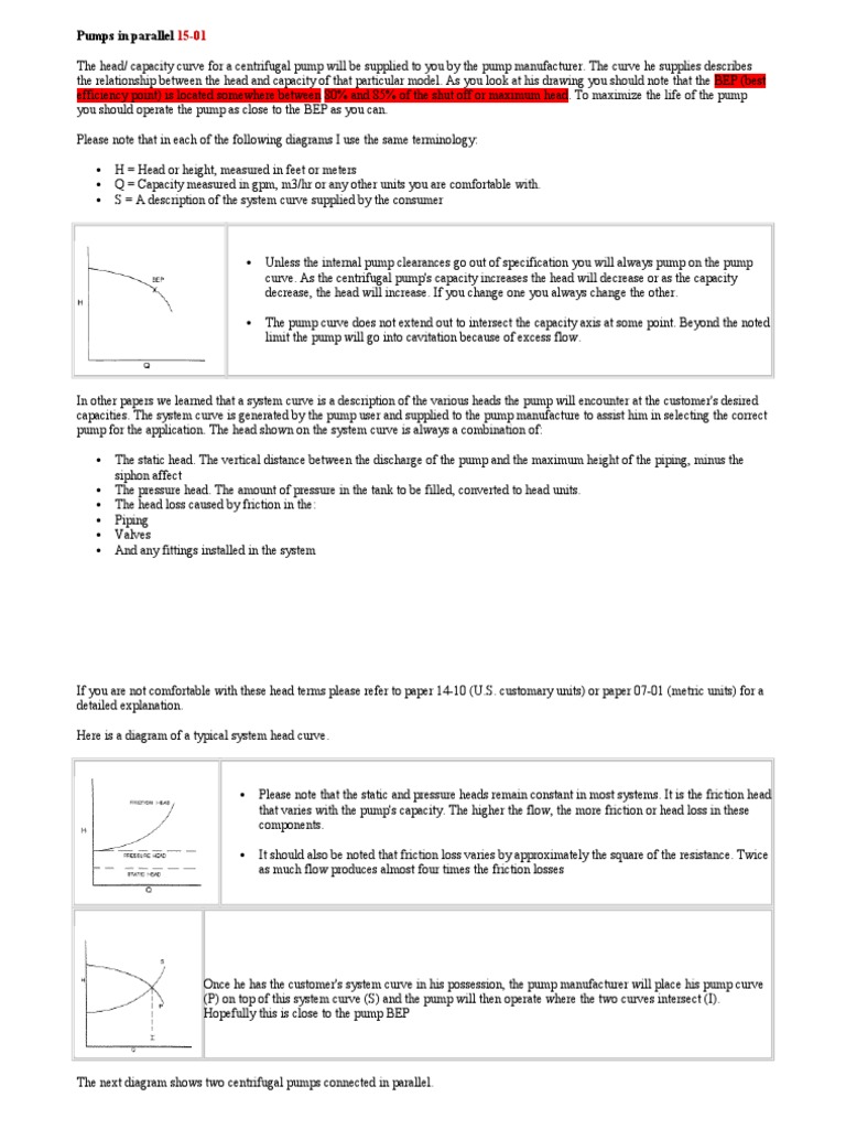 Pumps in Parallel PDF Pump Hydraulic Engineering
