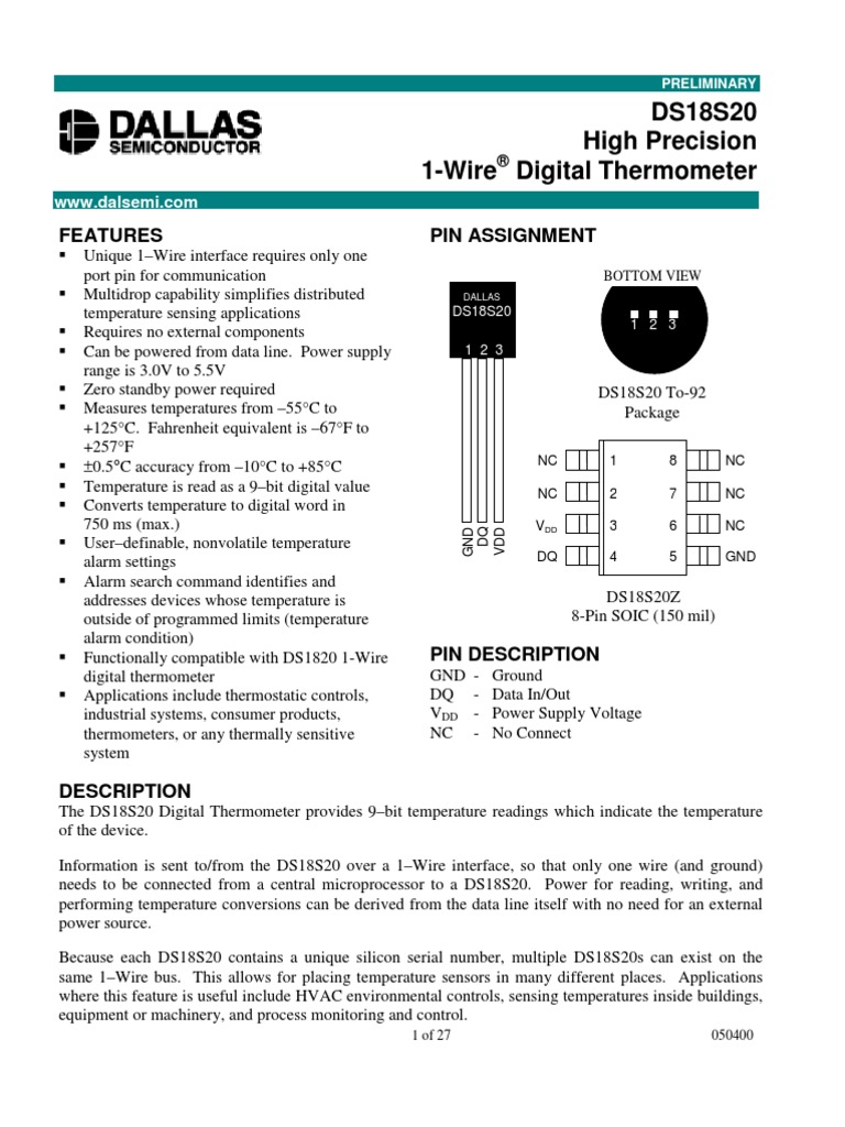 ds1820-datasheet | Read Only Memory | Bit
