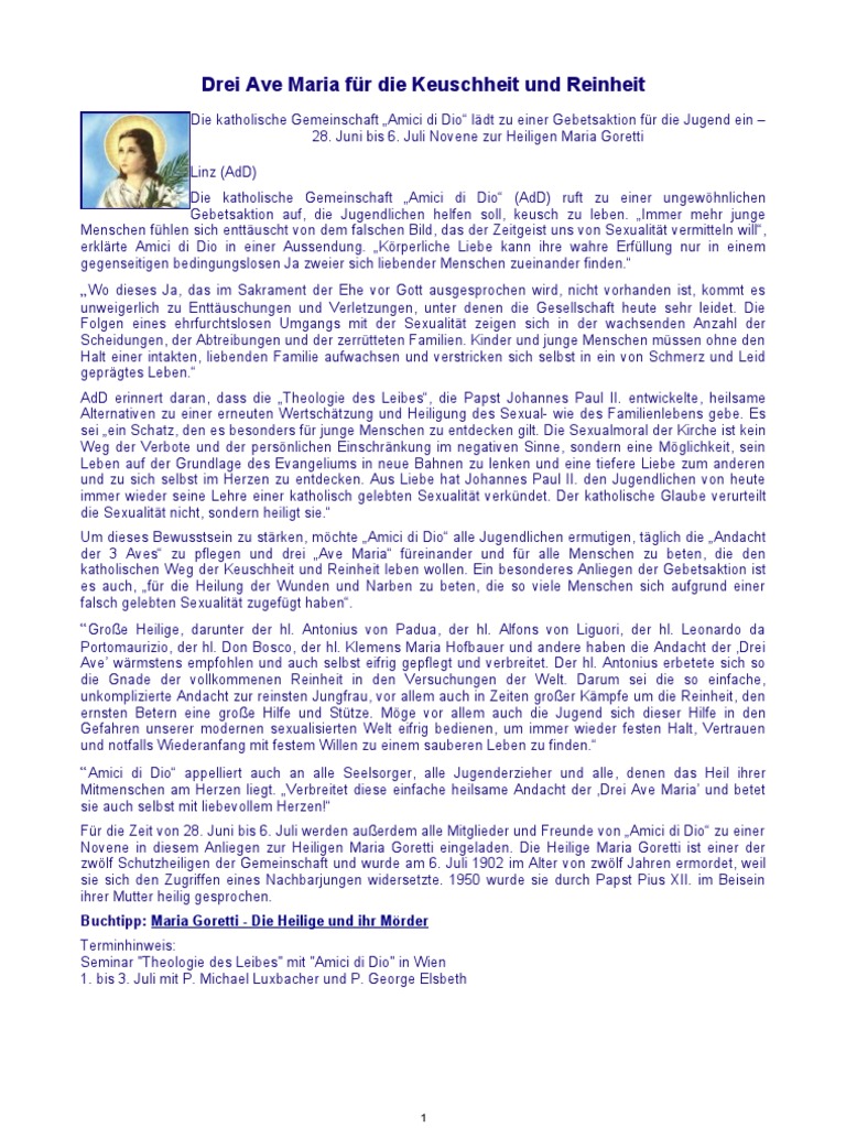 Drei Ave Maria Fur Die Keuschheit Und Reinheit scribd