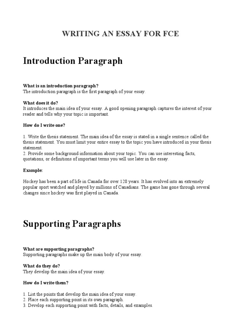 Writing An Essay For FCE PDF | PDF | Essays | Paragraph