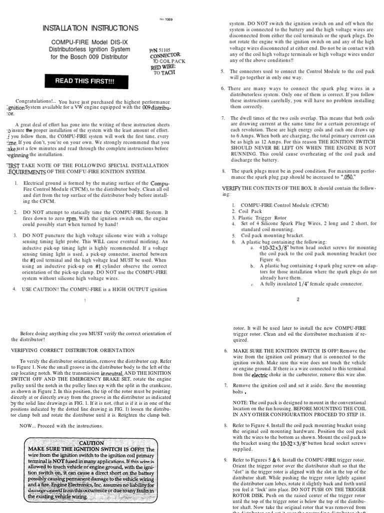 Compu-Fire DIS-IX Installation Guide | PDF | Distributor | Electrical ...
