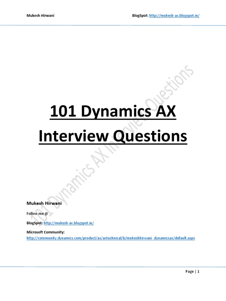Dynamics AX Interview Questions PDF Class Programming