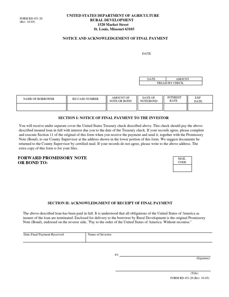 Acknowledgment of Receipt of Final Payment | Promissory Note | Loans