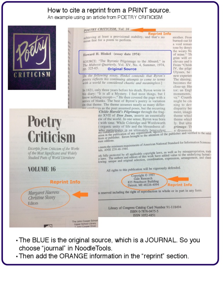 Citing Reprinted Articles in NoodleTools | PDF | Publishing | Written ...