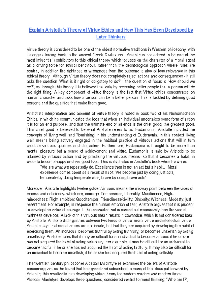 Aristotle's 12 virtues with definitions picture