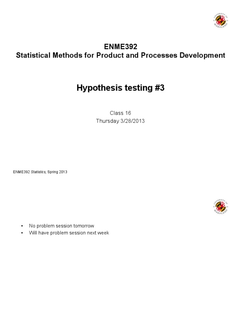 ENME392 Hypothesis Testing Overview | PDF | Statistical Hypothesis ...
