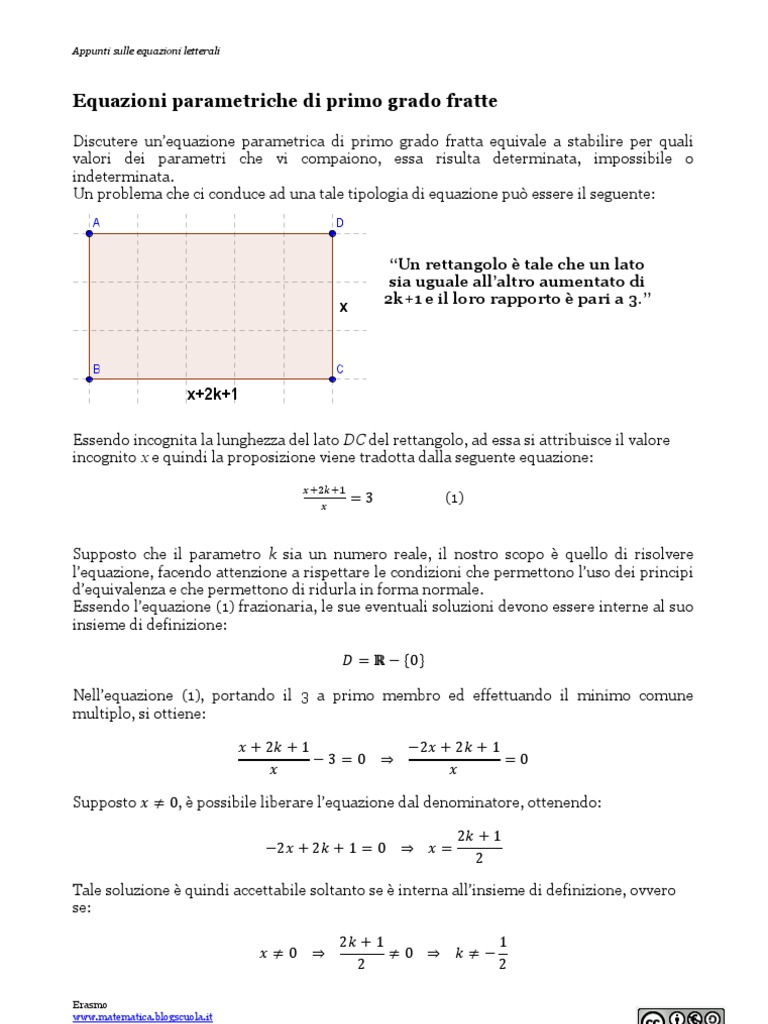 Verifica Equazioni Di Primo Grado Pdf