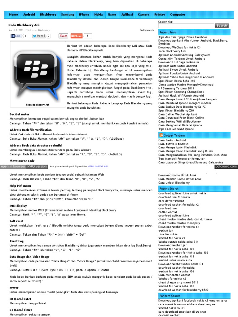 Kumpulan Kode BB | PDF