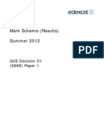 Mark Scheme (Results) Summer 2012: GCE Decision D1 (6689) Paper 1