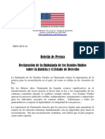 Declaración de la Embajada de los Estados Unidos sobre la Justicia y el Estado de Derecho
