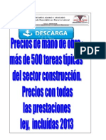 Precio Mano de Obra Construcción 2013 Venezuela