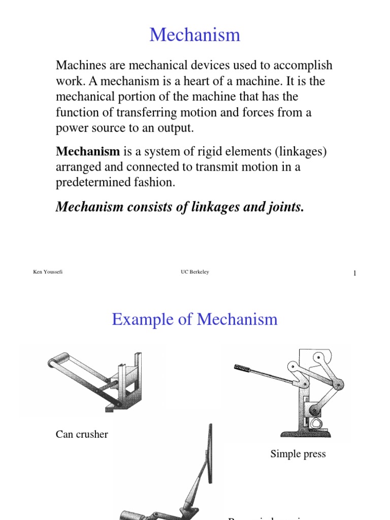Mechanism: Mechanism Consists of Linkages and Joints | PDF | Machines ...